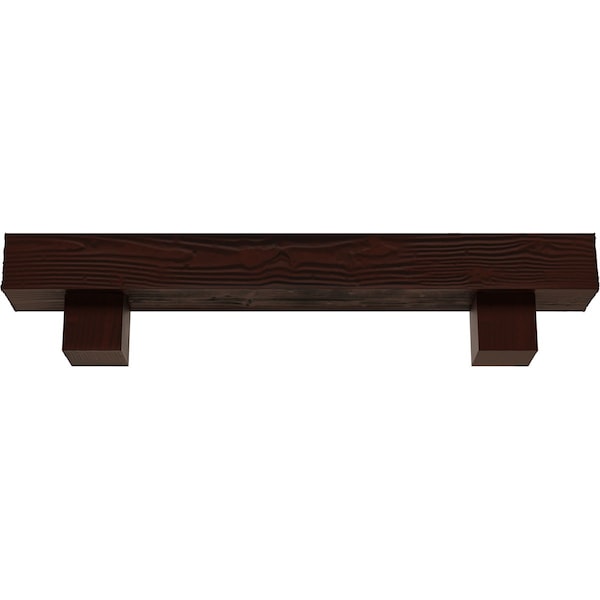 Kit W/ Alamo Corbels, NaturaL Pecan, 4H X 4D X 60W Sandblasted Faux Wood Fireplace ManteL